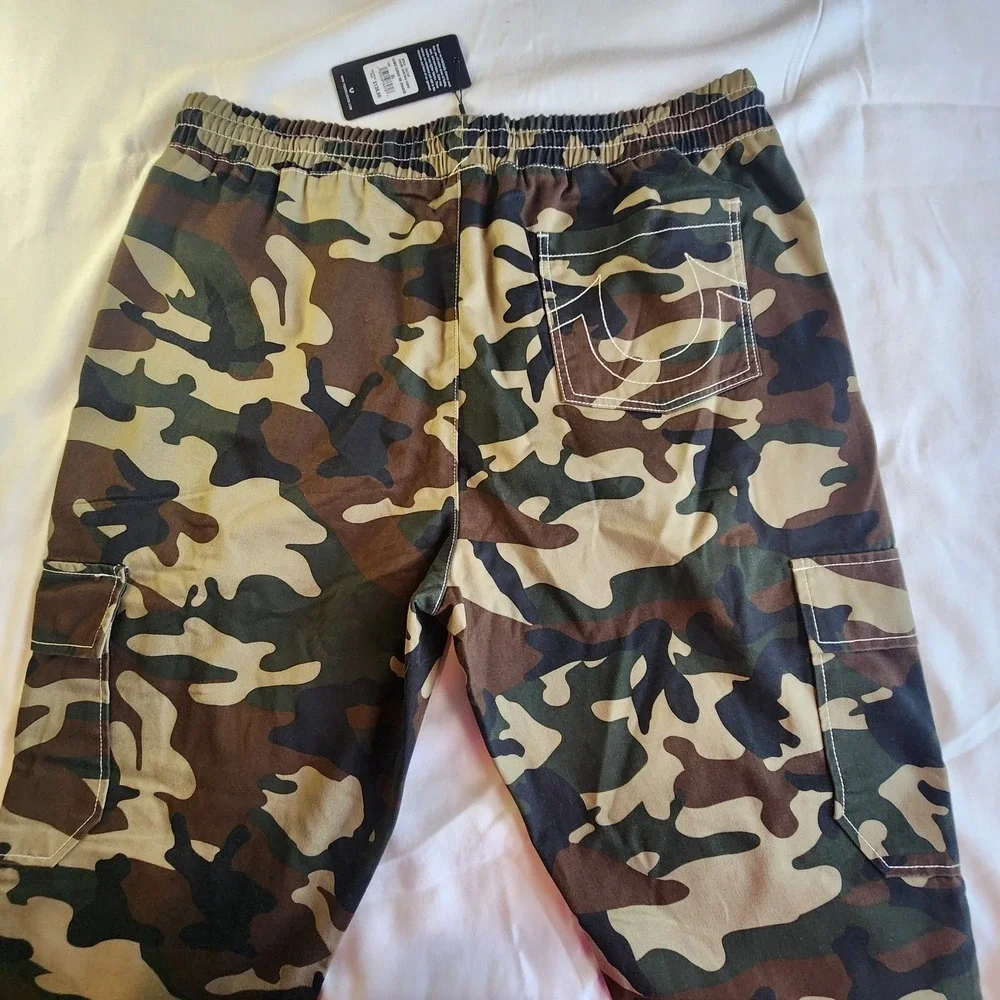 TRUE RELIGION Camo Cargo Jogger Mens XL Green Hunting Drawstring NEW‎